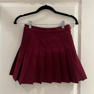 American Apparel Maroon Pleated Mini Skirt